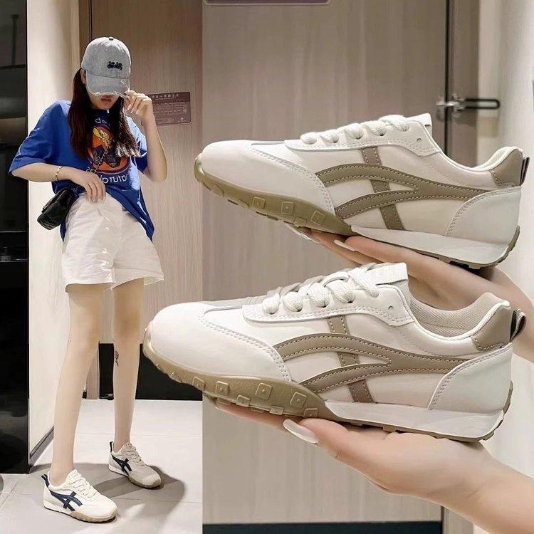 Retro striped German training shoes women's summer breathable mesh inner height increase versatile commuter shoes sports