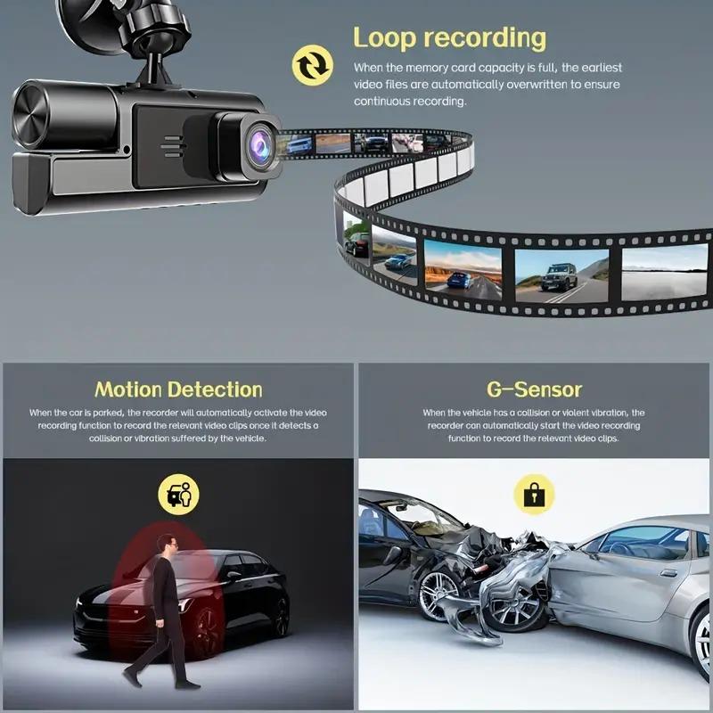 3-канальная видеокамера для автомобиля 1080P Автомобильная камера WIFI Видеорегистратор 2 объектива Камера переднего и заднего вида Автомобильный видеорегистратор Черный ящик Автомобильные аксессуары