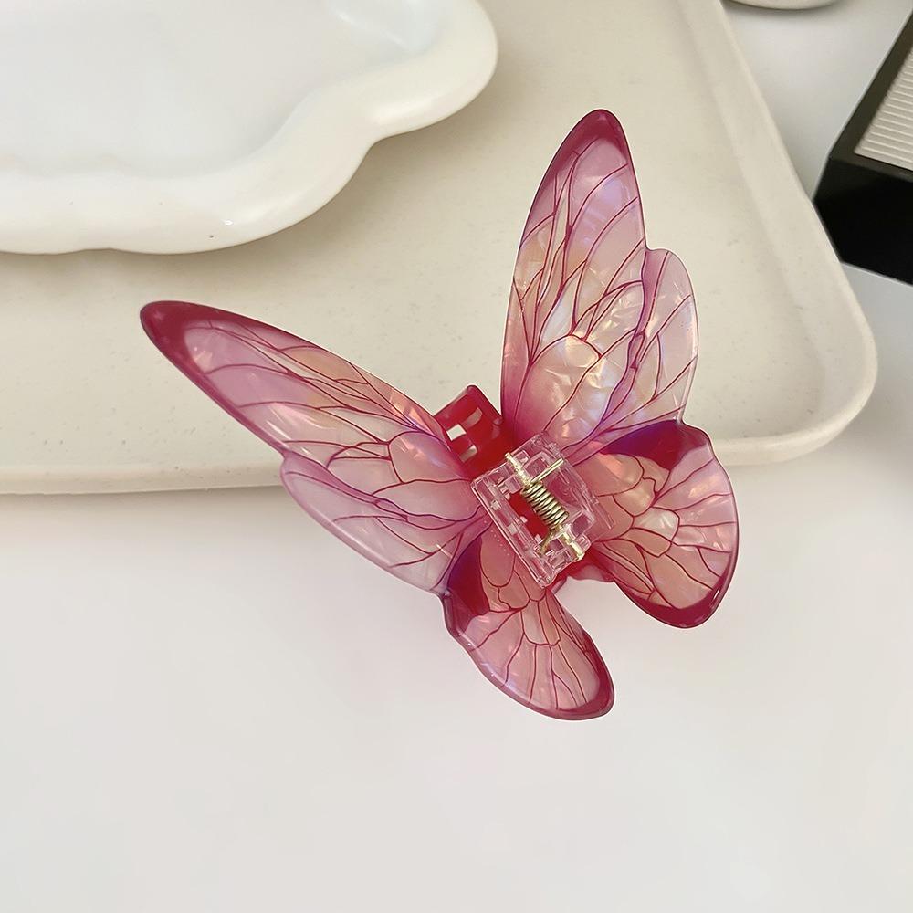 Gradient Color Big Hair Clip Simulated Butterfly Colorful Ponytail Clip Elegant Hair Claw