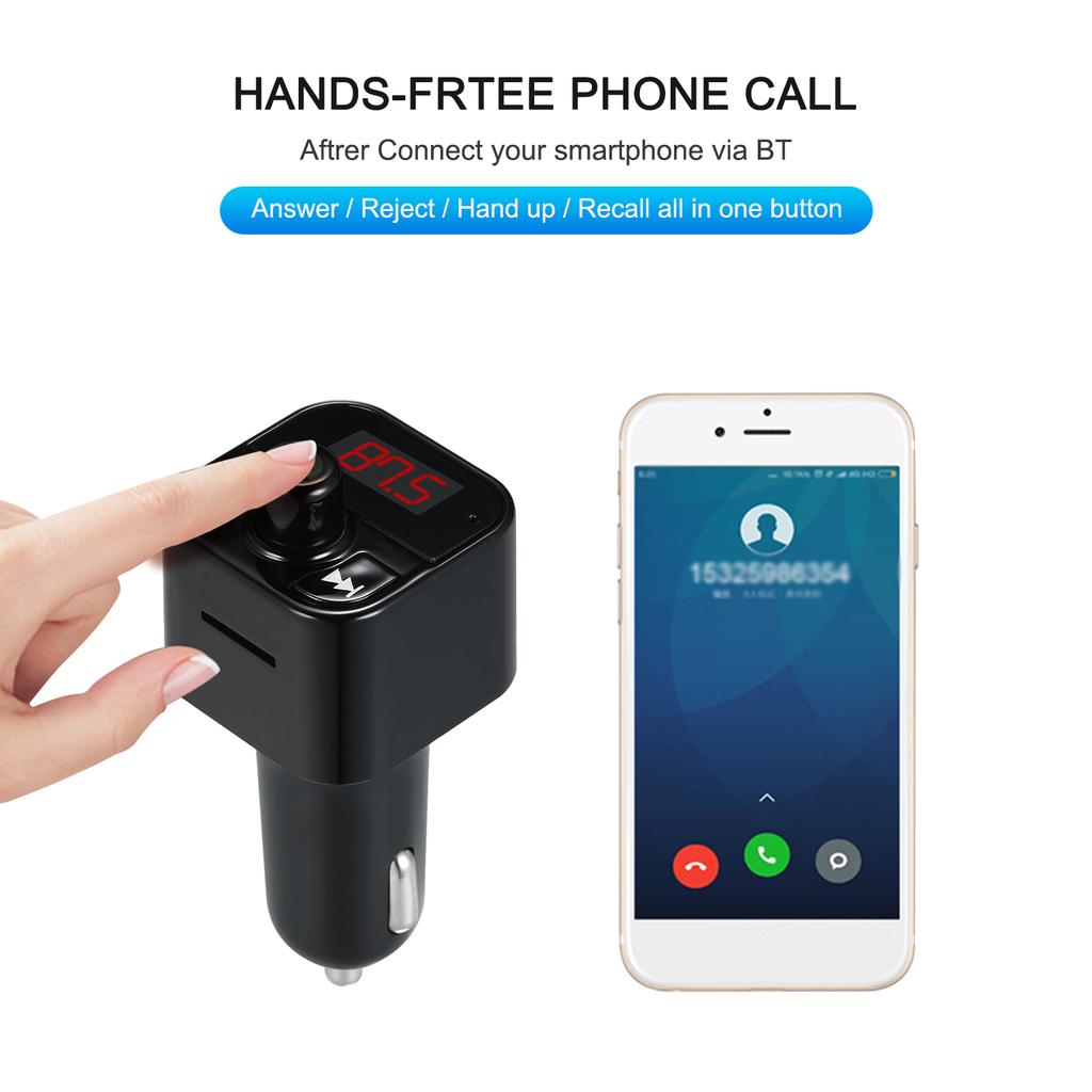 Car MP3/WAV Music Player BT 5.0 FM Modulator Transmitter Wireless Handsfree Audio Receiver Dual USB