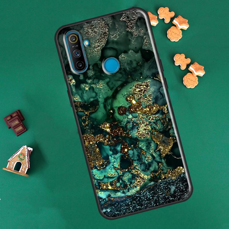 Чехол Teal Blue Gold Agate Marble для Realme GT Neo 2 7 8 Pro 8i 9i C3 C21 для OnePlus 10 Pro 9 Pro Nord2 8T 9R