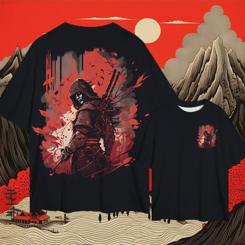 Ретро мужская футболка с принтом самурая 3d, свободные футболки для мужчин, новая модная повседневная мужская одежда, свободные дышащие топы с короткими рукавами