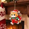 Acrylic Hanging Decor 2 Pcs Christmas Ornament, Crystal Snowman Cat Santa Pattern Decoration, Party Decorations Double Sided 2D Pendant for
