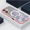 Magnetic Pink Flowers Case For iPhone 14 16 15 Pro Max 14 13 12 Pro 11 For Magsafe Wireless Charge Soft Edge Acrylic Phone Cover