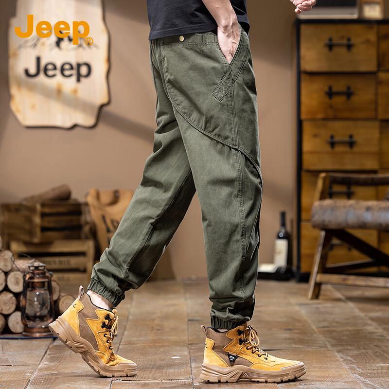 Jeep Мужские сужающиеся брюки-карго из чистого хлопка
