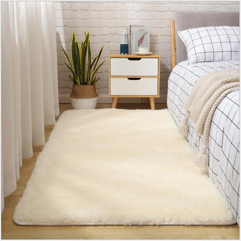Thick Fluffy Carpets For Living Room Decor Bedside Rug Warm Plush Floor Mats Children's Room Play Mats Silkly Furry Carpet Grey