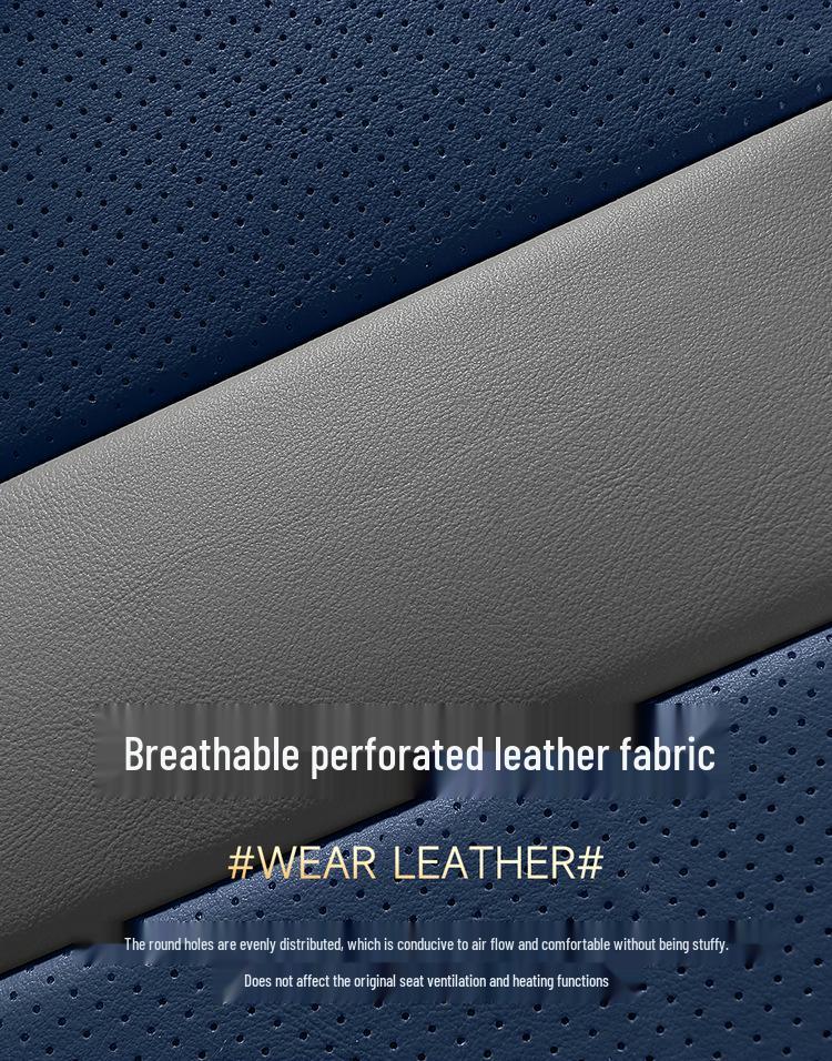 BYD Yuan PLUS Перфорированная кожаная накидка на сиденье автомобиля - Круглогодичная, Полностью закрытая, Чехол для пяти сидений.