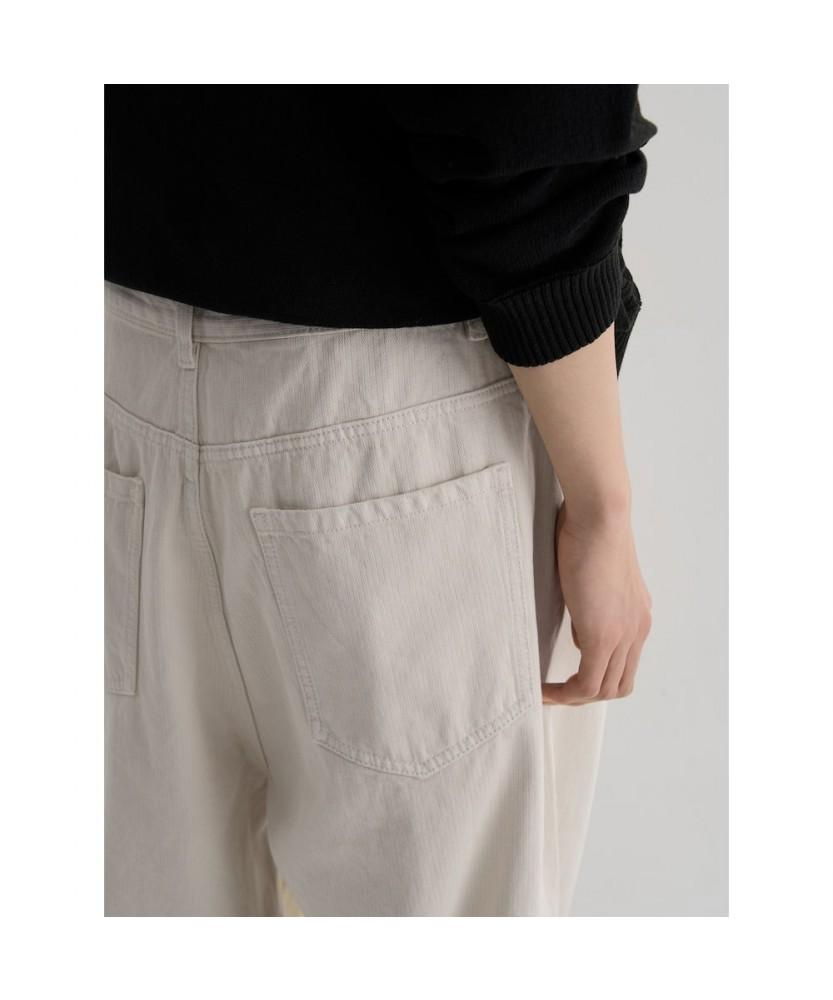 8SECONDS Structure Ivory Balloon Fit Denim Pants Ivory