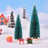 Mini Christmas Tree Sisal Snow Frost Artificial Pine Tree with Wooden Base Small Bottle Brush Tree Ornament for Winter Tabletop Home Decor