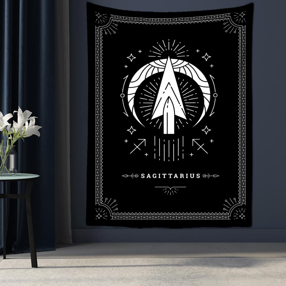 Черно-белый гобелен созвездия Таро, настенный Гобелен, научная фантастика, психоделическая магия, богемный хиппи, домашний декор