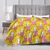 S-Simpsons Lisa Yellow Star Pattern Blankets Quality Soft Cozy  Bedding Throws Winter Picnic Couch Bed Funny Bedspread