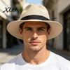 Foldable Summer Sun Men Paper Straw Hat, Breathable Wide Brim UV Protection Beach Hat for Outdoor Vacation Travel