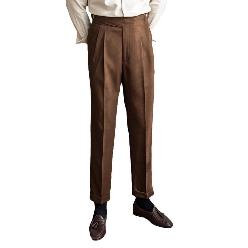 Autumn/Winter Italian High-Waist Straight-Leg Trousers - Men's Casual Versatile Style