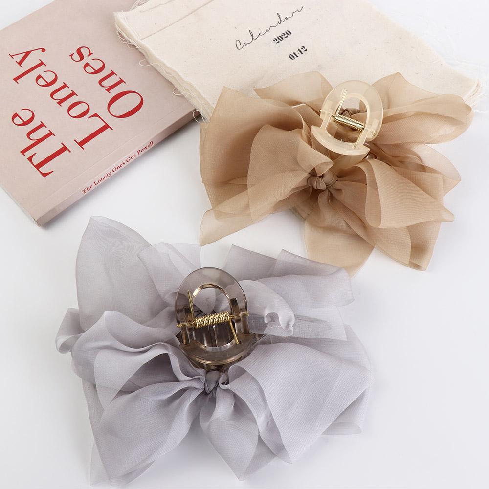 Fashion Headwear Mesh Headdress Korean Shark Clip Bow Hair Claw Hair Crab Clip Women Hair Clip