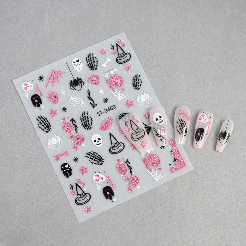 3D Хэллоуин Наклейки для ногтей Маленький Паук Тыква Привидение Забавные Блестящие Наклейки для ногтей Для Фестивального Декора Ногтей Маникюрные Слайдеры