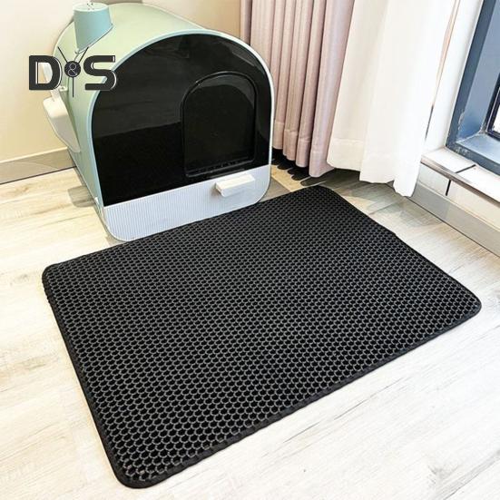 Коврик для кошачьего туалета, водонепроницаемый, не пропускающий мочу, коврик-ловушка, двухслойный дизайн с сотами, нескользящий коврик для кошачьего туалета, принадлежности для котят