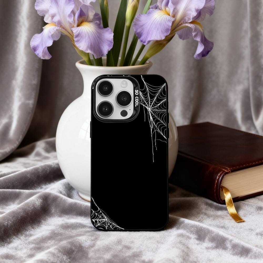 Чехол для телефона S-Паук W-Паутина P-Узор Для iPhone17,16,15,14,13,12,11 Plus,Pro Max Конфетный Посеребренный Внутренний Чехол