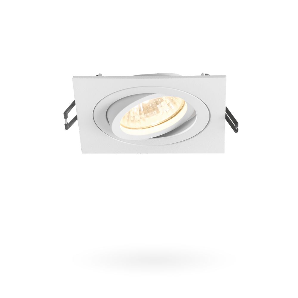 Recessed luminaire, movable eyelet, white, square, halogen, GU10 Spotlight Videx