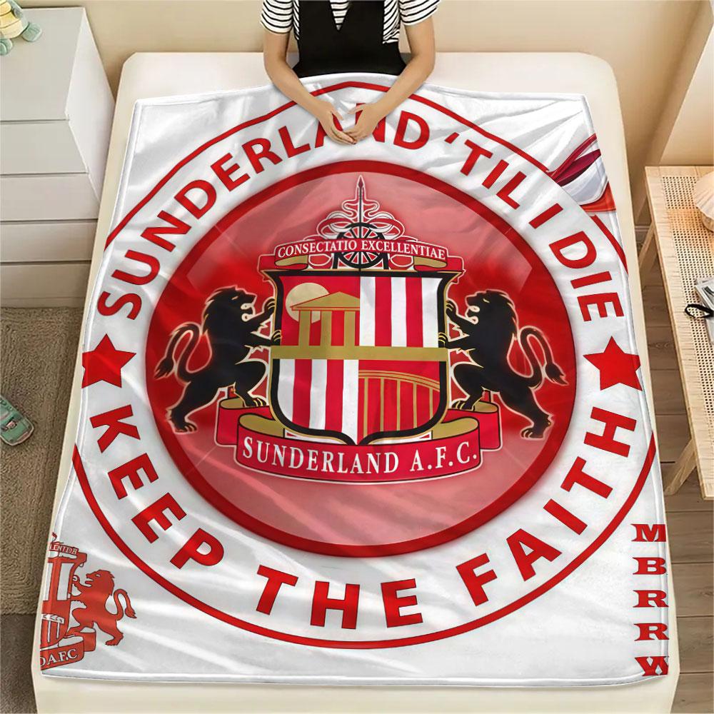 1PC Sunderland Association Football Club Patterned Flannel Blanket Suitable For All Seasons for Home Decor Warmth and Comfort Gifts Holiday Present