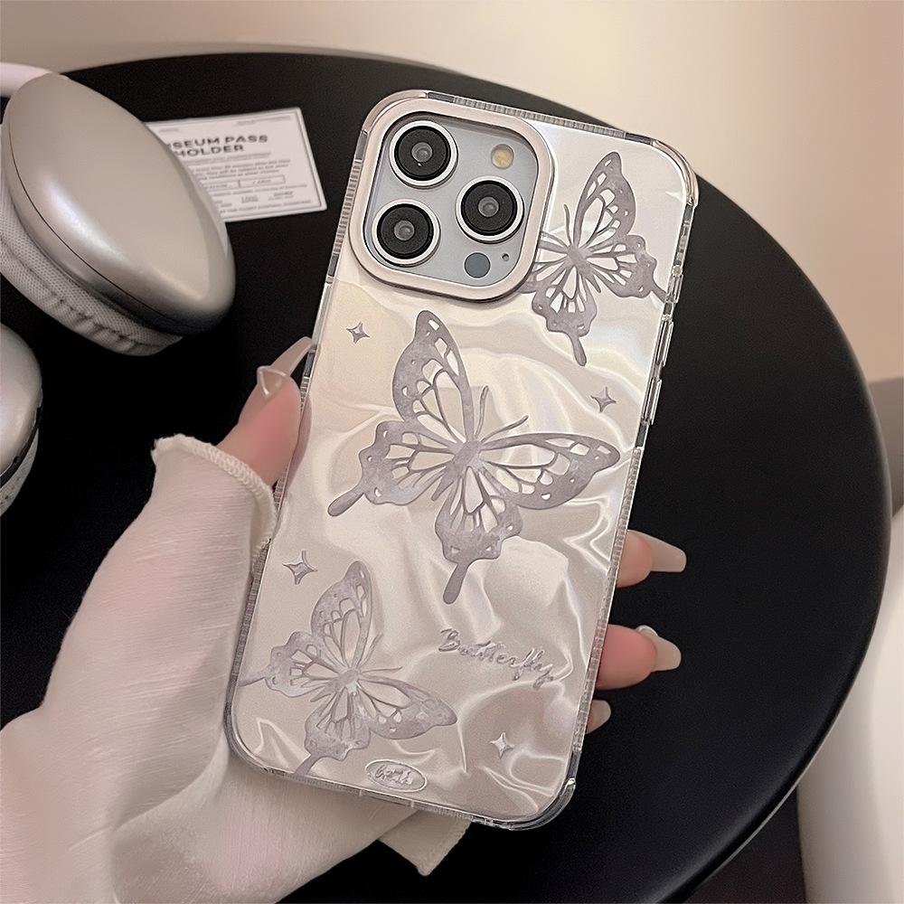 Серебристый чехол-бабочка для iPhone 15, iPhone 16, iPhone 16 Pro Max