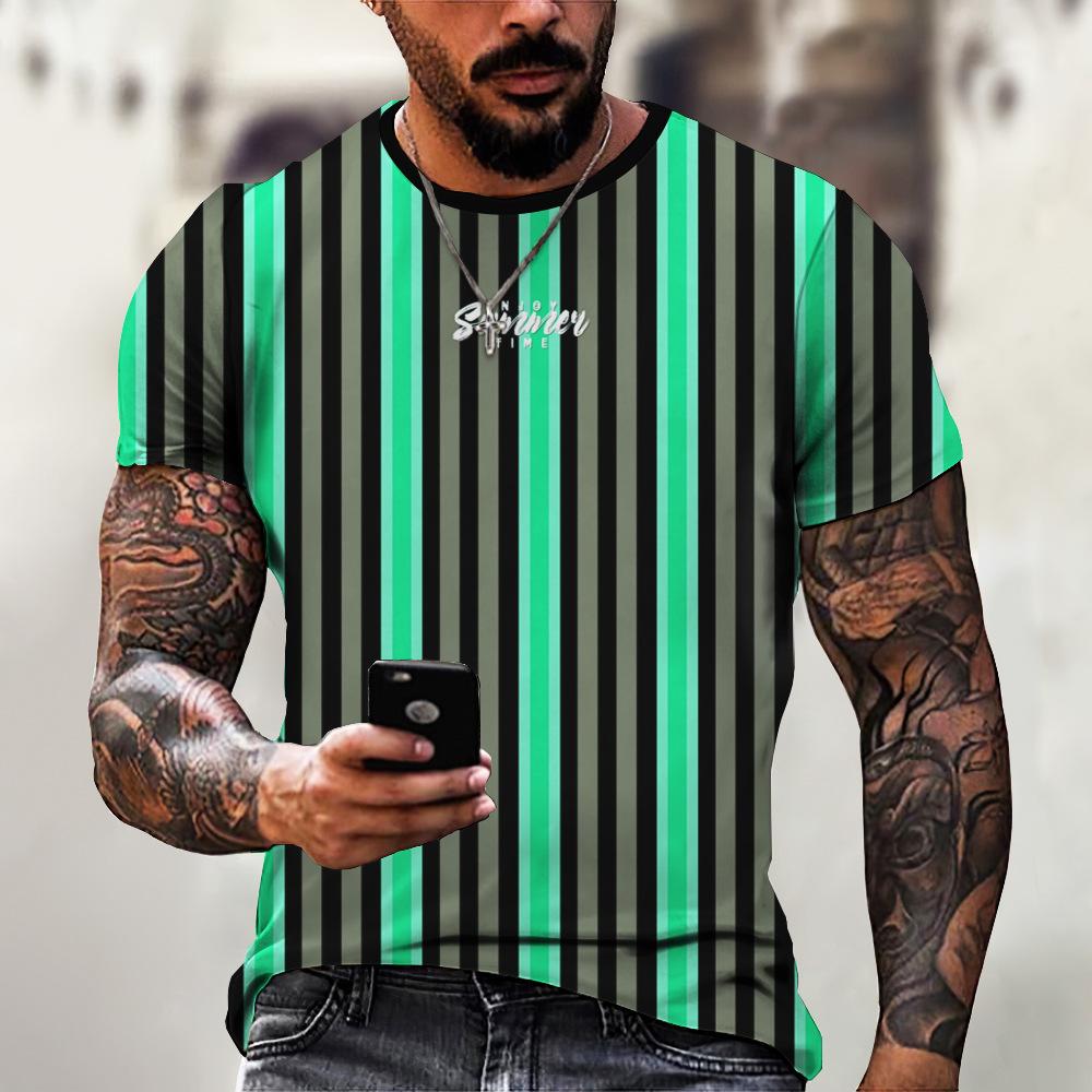 Мужская футболка, летняя простая качественная мужская футболка, повседневные повседневные спортивные футболки, одежда в полоску, свободные свободные размеры с коротким рукавом