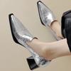 Fashion Genuine Leather Pumps Shoes Woman Black Silver Low Heeled Casual British Oxford Shoes for Women Loafers New 2024 Spring Autumn