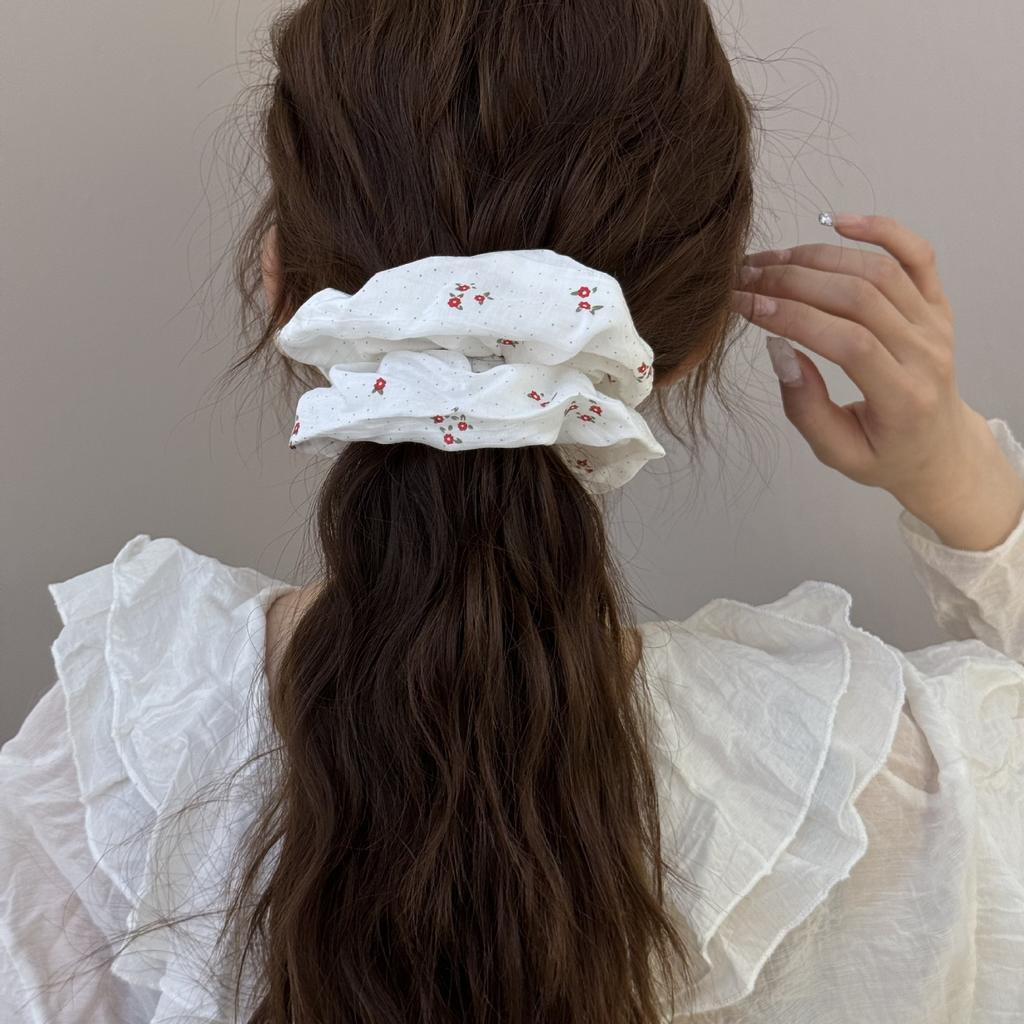 Cute Floral Scrunchies Women Girls Elastic Hair Bands Accessories Tie Hair Ring Rope Headdress Headwear Ornament Ponytail Holder
