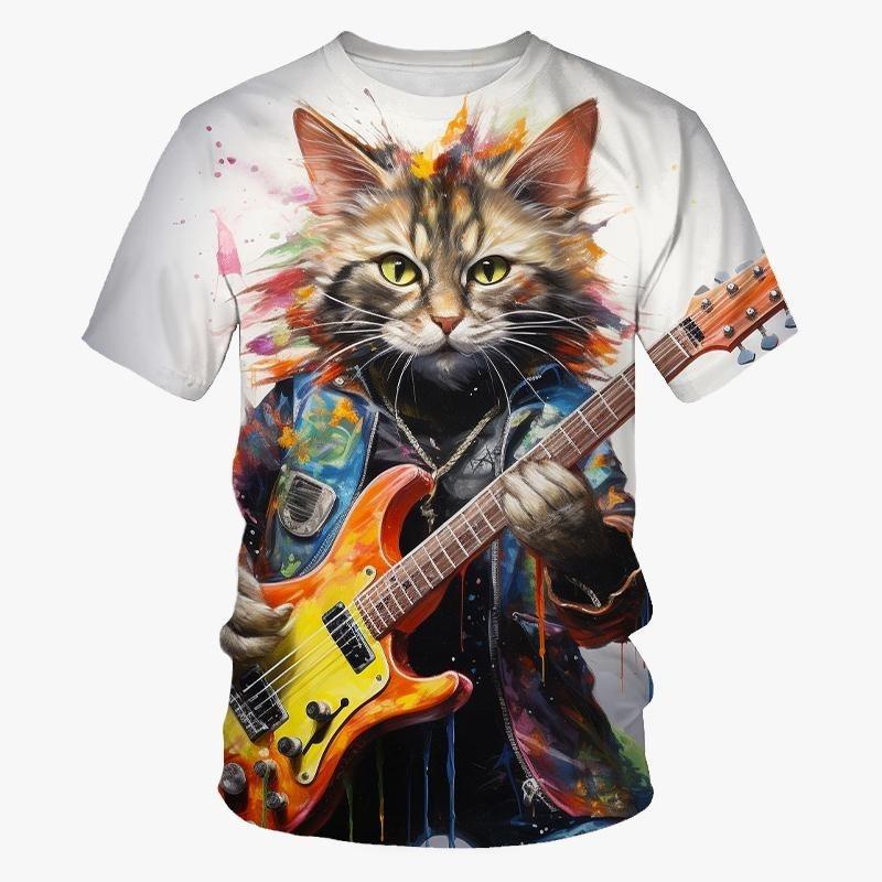 Женская футболка с 3D-принтом с графикой животных, большого размера, с круглым вырезом, для личности, свободного кроя, с коротким рукавом, уличная одежда