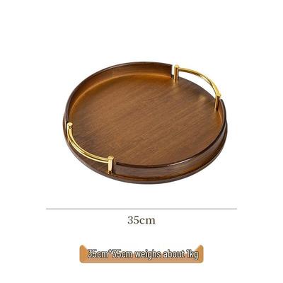 Поднос для сервировки Aiqiyi Xuan круглый бамбуковый с ручкой