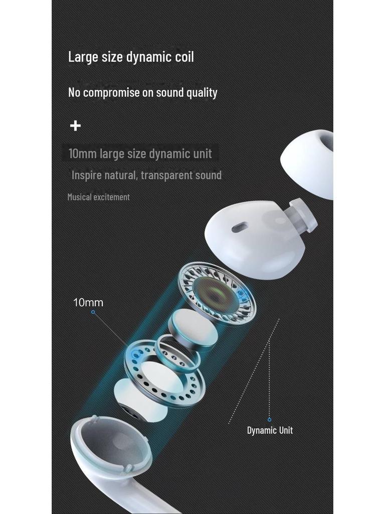 PISEN Наушники-вкладыши с шумоподавлением и микрофоном, проводные 3,5 мм, глубокие басы, двухканальные