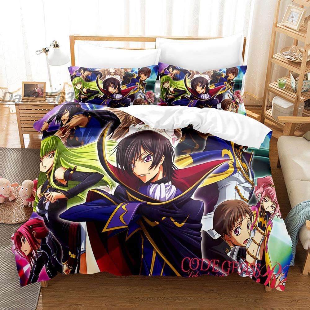 Code Geass Bedding Set Single Twin Full Queen King Size Bed Set Teenager Bedroom Sheet Set 3D Print Anime Kawaii