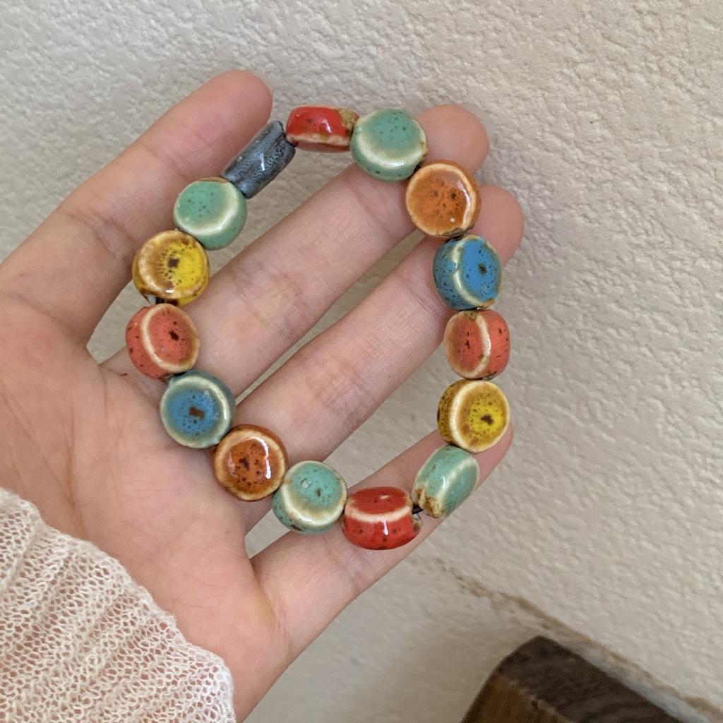 Summer Color Ceramic Bracelet Retro Chinese National Wind String Jewelry