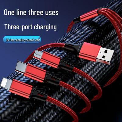 USB-кабель для быстрой зарядки 3-в-1: Совместимо с устройствами Apple, Huawei, Type-C и Android, Универсальное зарядное устройство 3A