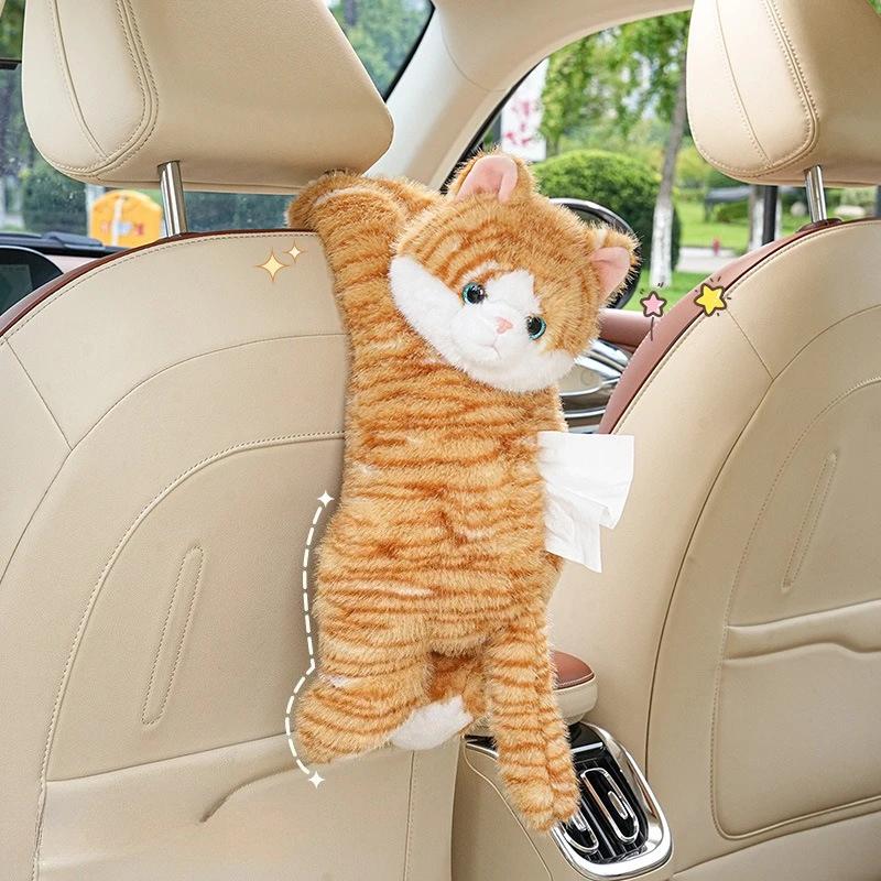 Автомобильная коробка для салфеток милый кот автомобильная коробка для салфеток плюшевая кукла автомобильная подвесная картонная коробка креативная мультяшная сумка для салфеток женщины