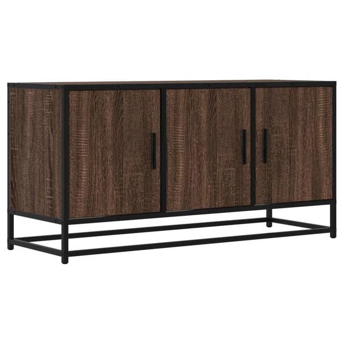 VidaXL TV Cabinet Brown Oak 100x35x50 Cm Engineered Wood and Metal, TV Stand, Hi-fi Cabinet, Entertainment Center, 848833