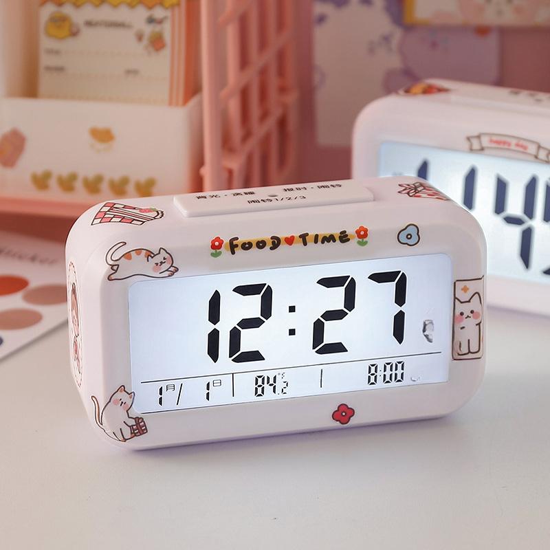 Умный электронный будильник для студентов, простой, милый, для спальни, общежития, многофункциональный, большой объем, беззвучный, прикроватный будильник
