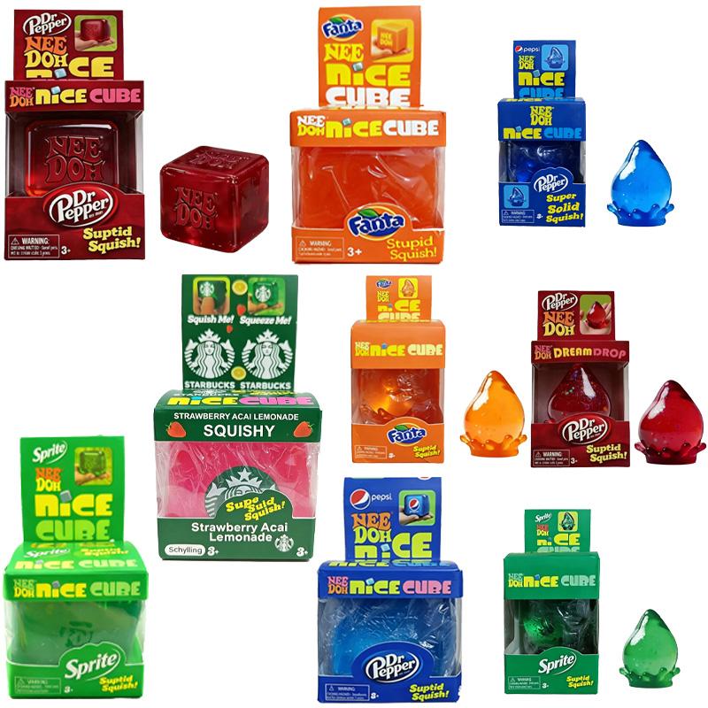 Needoh Cola Fanta Коллаб Nice Cube & Dream Drop Игрушка-антистресс Сквиши Прозрачный Блестящий Снятие Стресса Сенсорная Игрушка Для Детей Взрослых Подарок