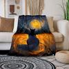 1PC Black cat gazes at vortex Print Adult Children Warm Blankets Home Travel Car Soft and Comfortable Suitable for all seasons