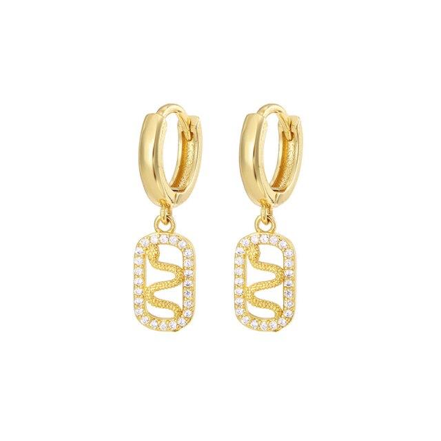 Европейские и американские винтажные серьги из стерлингового серебра 925 пробы с подвеской в виде змеиного сердца и цирконием для женщин и девочек