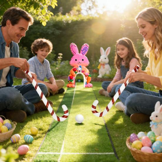 Набор для игры в гольф «Пасхальный кролик» Деревянное мини-поле для гольфа с клюшкой-леденцом и мячами для домашней пасхальной вечеринки
