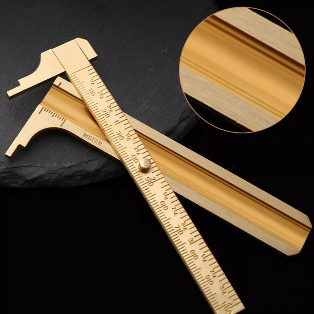 1Pcs Pocket Size Brass Vernier Caliper with Metric Imperial Scale Measuring Tool Slide Gauge Ruler