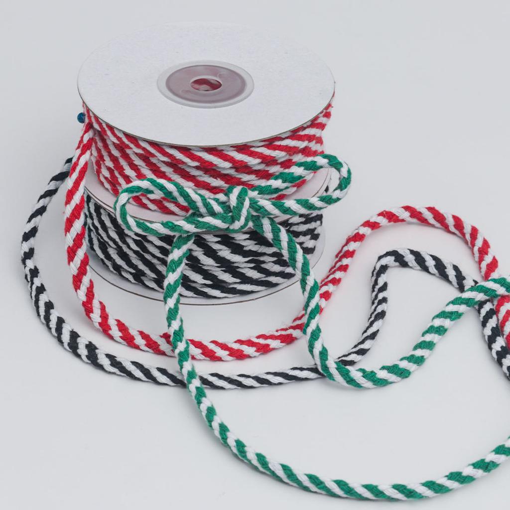 0.8cm Two-color Cotton Rope Christmas Day Decoration Diy Handmade Braided Rope Binding Dumplings Line Colorful Package Dumpling Rope Home Decoration