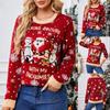 Women's Fashion Red Santa Claus Long Sleeve Round Neck Sweater