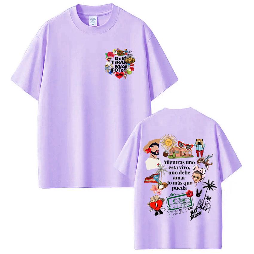 Rapper Bad Bunny Tshirt Debi Tirar Mas Fotos DTMF T Shirts Unisexs Unisex Clothing Fashion Hip Hop Cotton Casual Oversized Tshirt