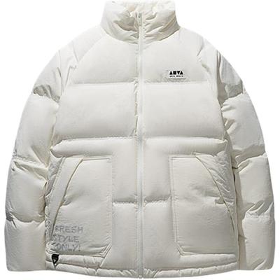 Anta Удобная Повседневная Простая Куртка Пуховик Стойка Воротник Молния Свободного Кроя Унисекс Верхняя Одежда Молочно-Белый 172448902-1