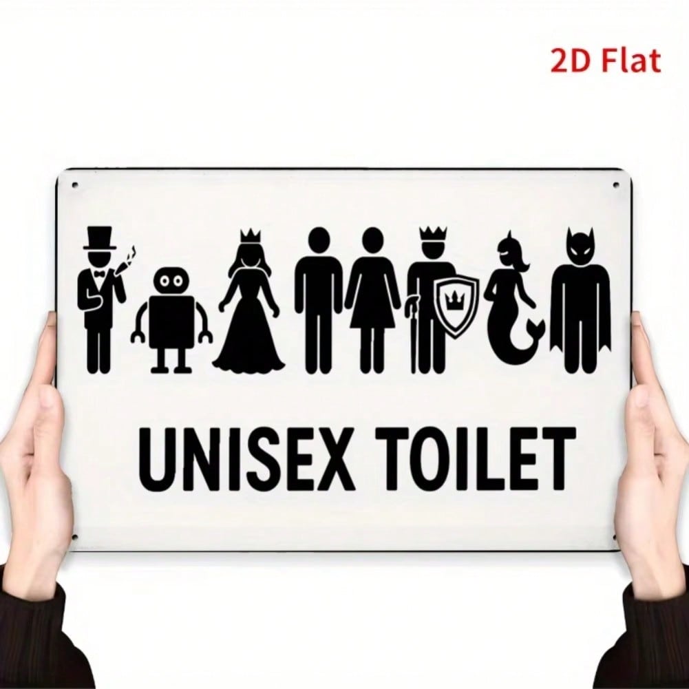 Vintage Iron Restroom Sign - 2D Flat 20x30cm Wall Art, Gender Neutral Farmhouse Cafe Decor