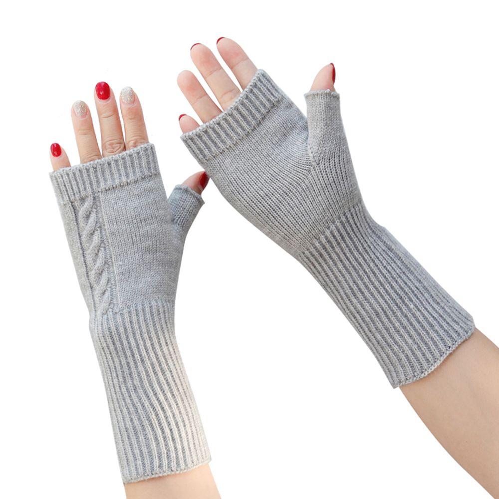 Winter Wrist Arm Faux Wool Women Arm Warmers Hand Mitten Fingerless Gloves Korean Knitted Gloves