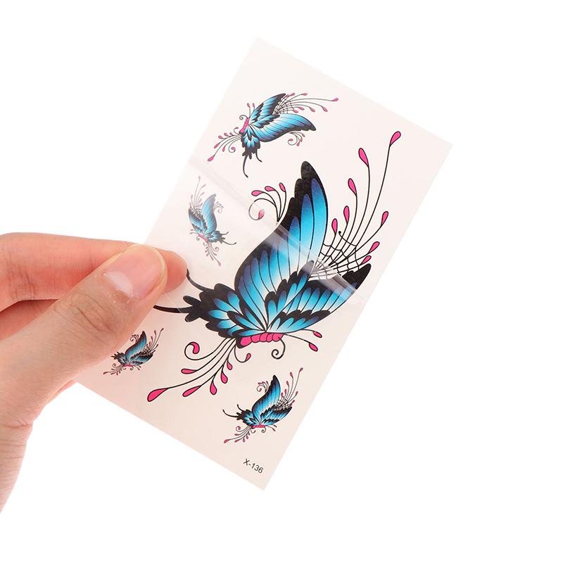 5 листов женских 3D временных татуировок, водонепроницаемые наклейки для боди-арта, поддельные татуировки, татуировки-бабочки Tate