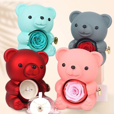 Подарочная коробка Romance Bear с консервированной розой, элегантная для Дня святого Валентина, Дня матери, свадеб, годовщин, различных цветов