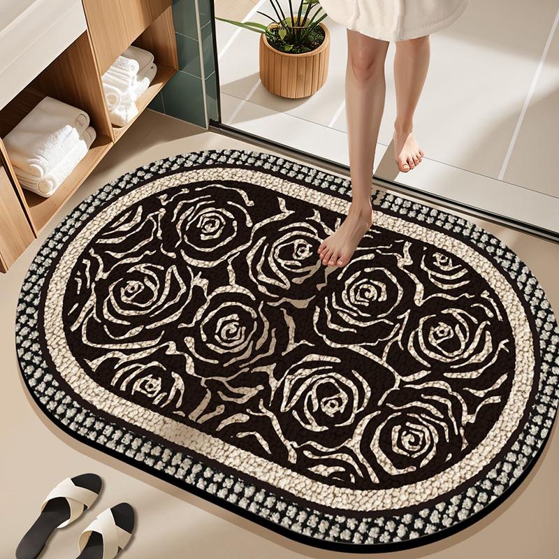 Toilet floor mat non-slip bathroom door mat absorbent foot mat toilet quick-drying diatom mud carpet at the door of the toilet
